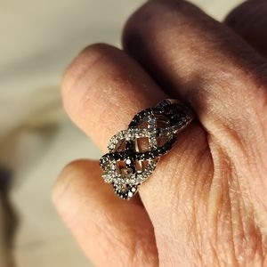 Sterling Braided Diamond Ring